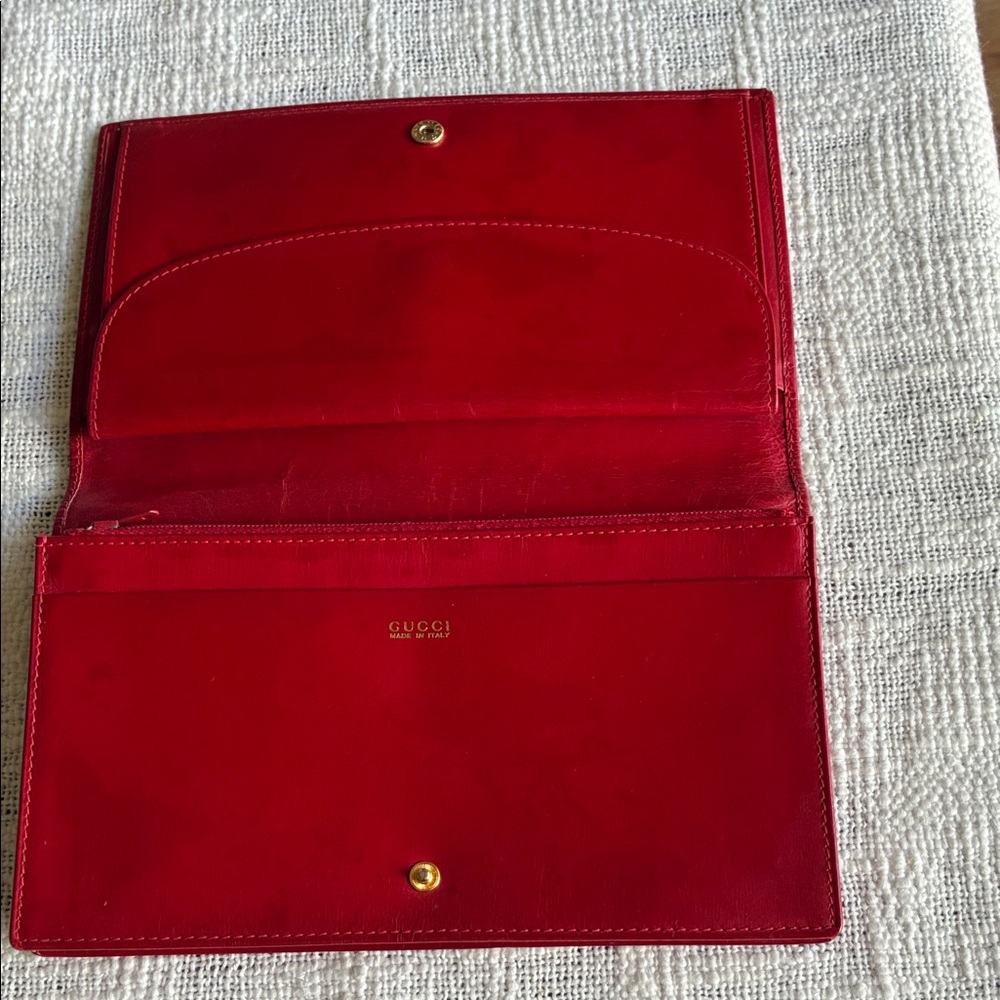 Gucci rare vintage Red wallet/Clutch - Picture 8 of 12